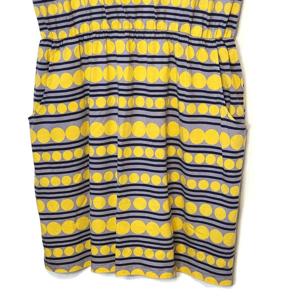 Boden Polkadot Stripe Scoop Neck Short Sleeve Knit Yellow Mini Dress Size 12 - Picture 5 of 12
